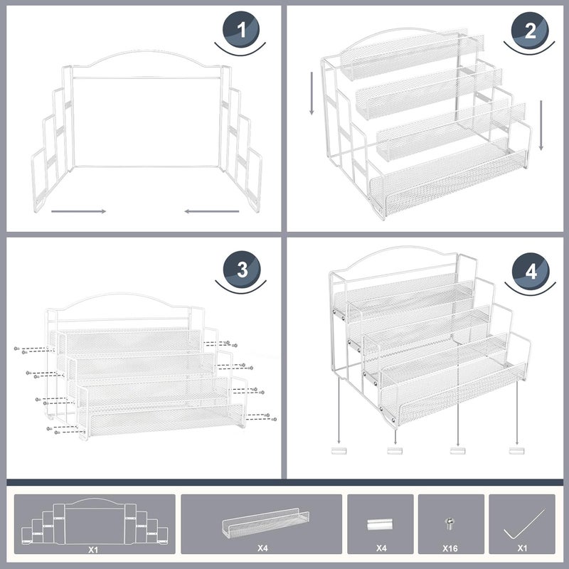ANBOXIT Greeting Card Display Stand Organizer, 4-Tier Postcard Rack Sticker Display Stand Holder for Vendors Retail, Paint, Craft, Metal White - Image 5